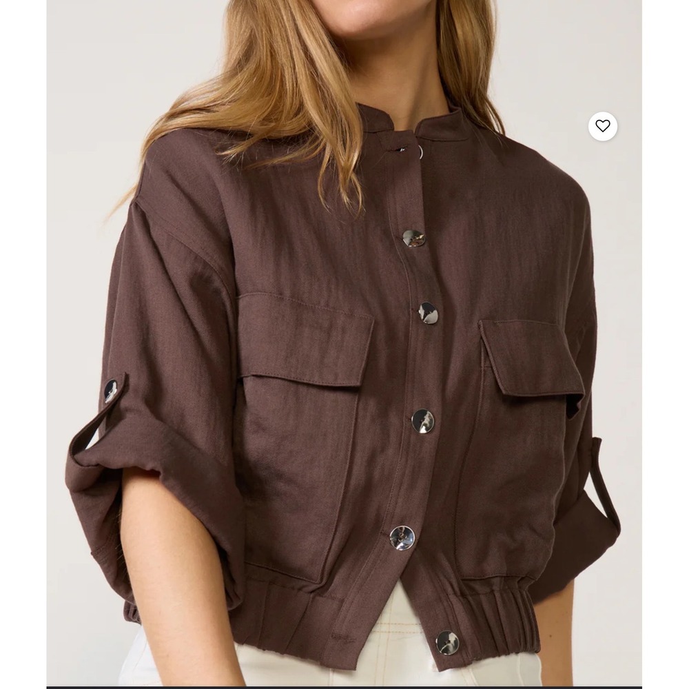 Evereve Jessa Utility Bomber Chocolate XS New With Tags